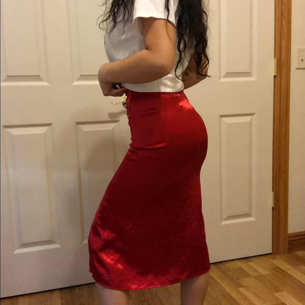 Red Satin Skirt